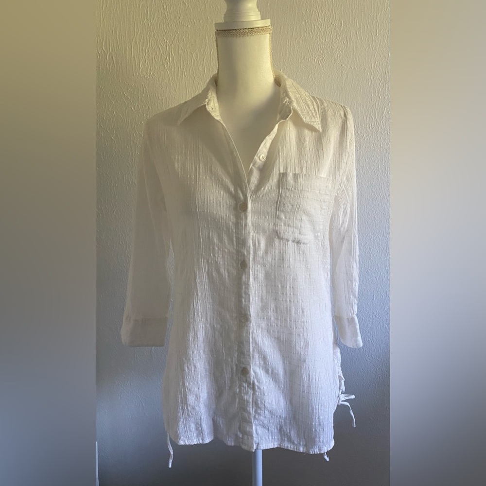 Ninety White Button-Up Long Sleeve 100% Cotton
